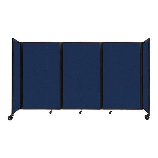 Versare Room Divider 360 Folding Portable Partition 8'6" x 5' Navy Blue Fabric 1160303 - main
